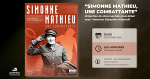 « Simonne Mathieu, une combattante » : Projection suivie d&rsquo;un débat